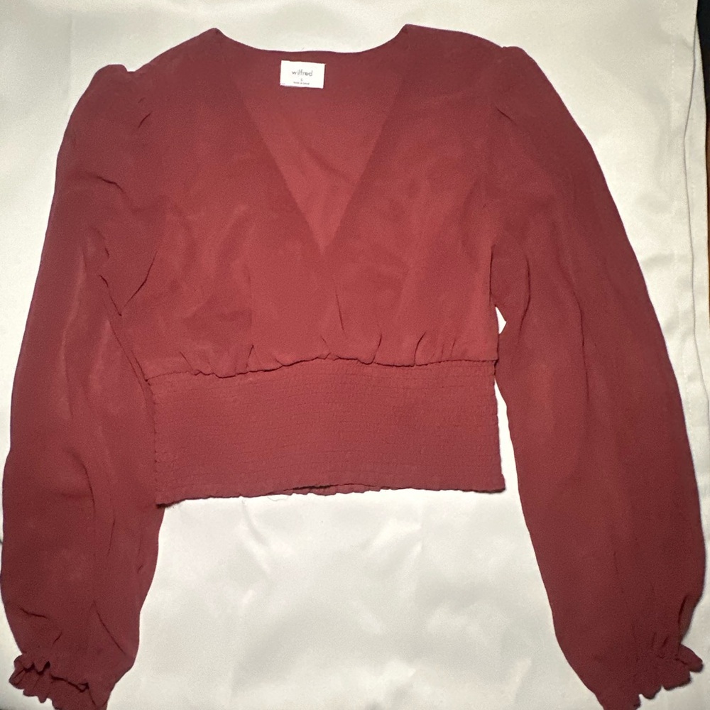 Wilfred Deep Red V-Neck Blouse